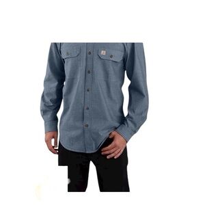 Men's Carhartt XL  loose fit mid weight chambray denim button up workwear shirt